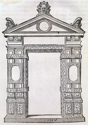Porta com colunas decoradas, de &39;Libro Estraordinario&39;, 1565